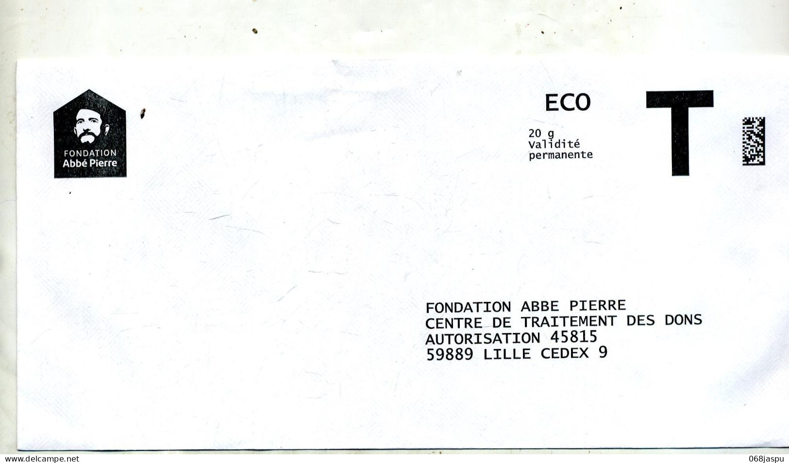 Enveloppe Reponse T Fondation Abbe Pierre Illustré - Cards/T Return Covers