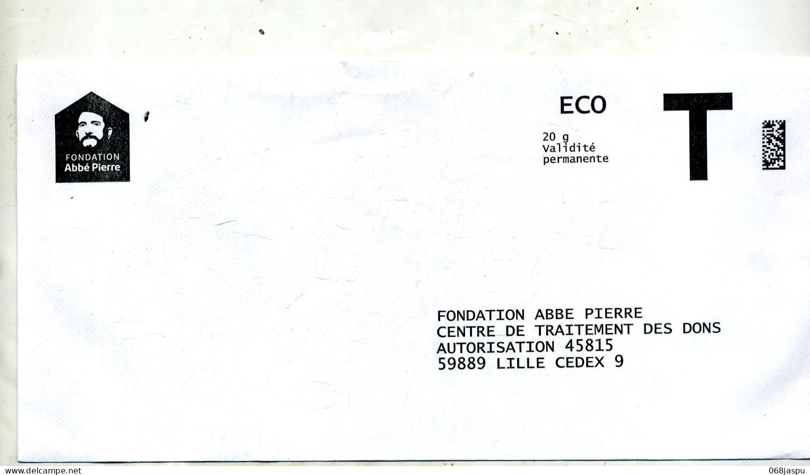 Enveloppe Reponse T Fondation Abbe Pierre Illustré - Cartas/Sobre De Respuesta T