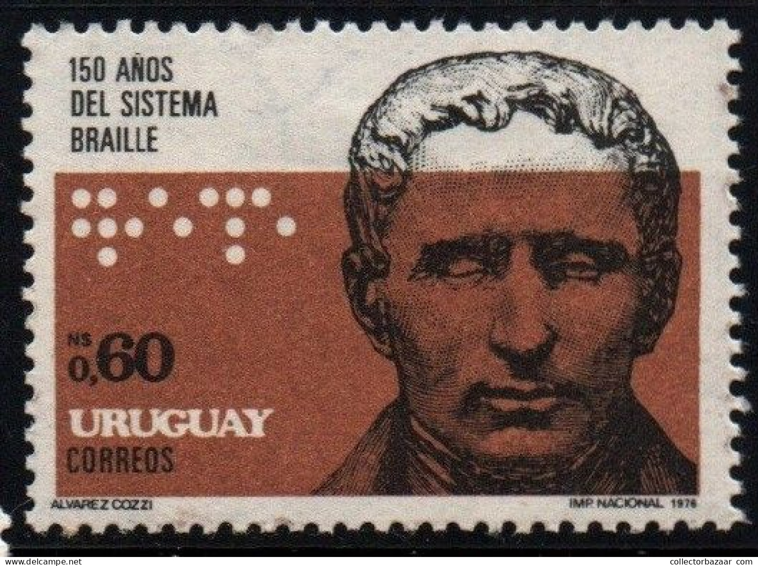1976 Uruguay Louis Braille Inventor Braille System #942 ** MNH - Uruguay