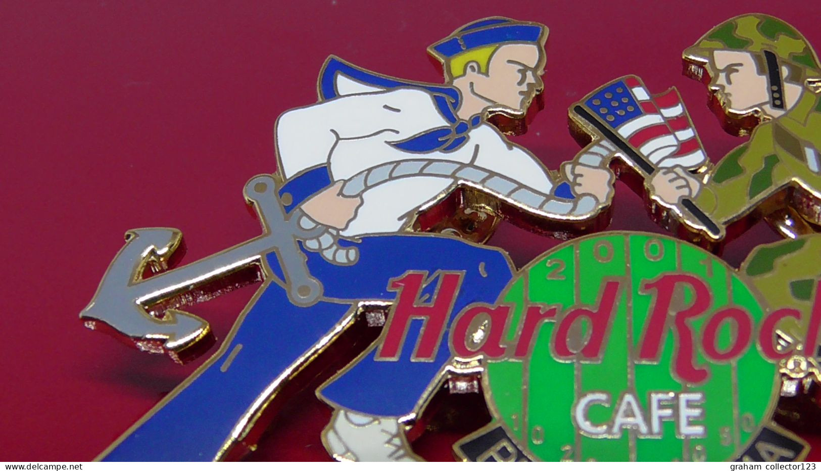 Hard Rock Cafe Enamel Pin Badge 2001 Philadelphia USA Armed Forces Naval Navy Soldier Army Limited Edition 500 - Música