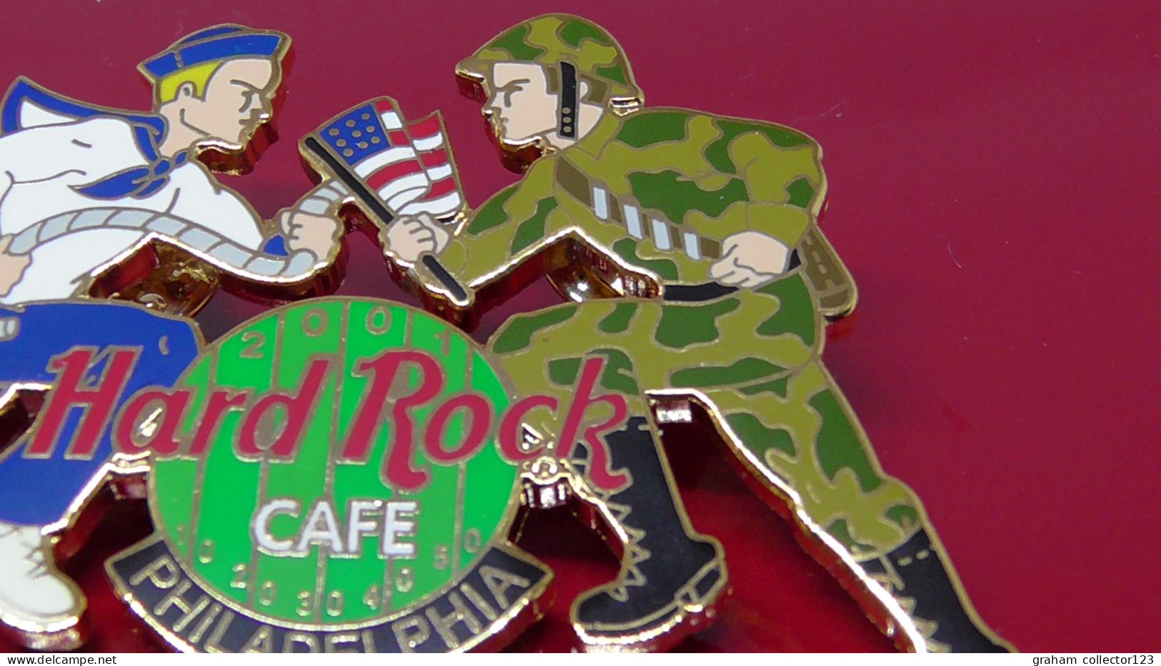 Hard Rock Cafe Enamel Pin Badge 2001 Philadelphia USA Armed Forces Naval Navy Soldier Army Limited Edition 500 - Musik