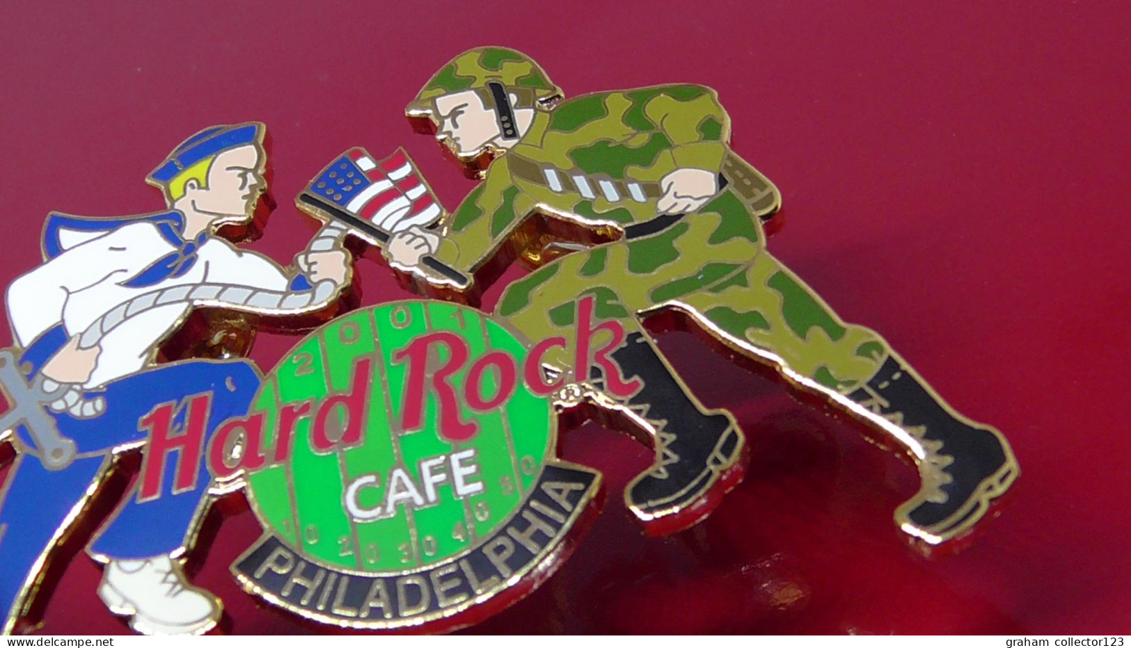 Hard Rock Cafe Enamel Pin Badge 2001 Philadelphia USA Armed Forces Naval Navy Soldier Army Limited Edition 500
