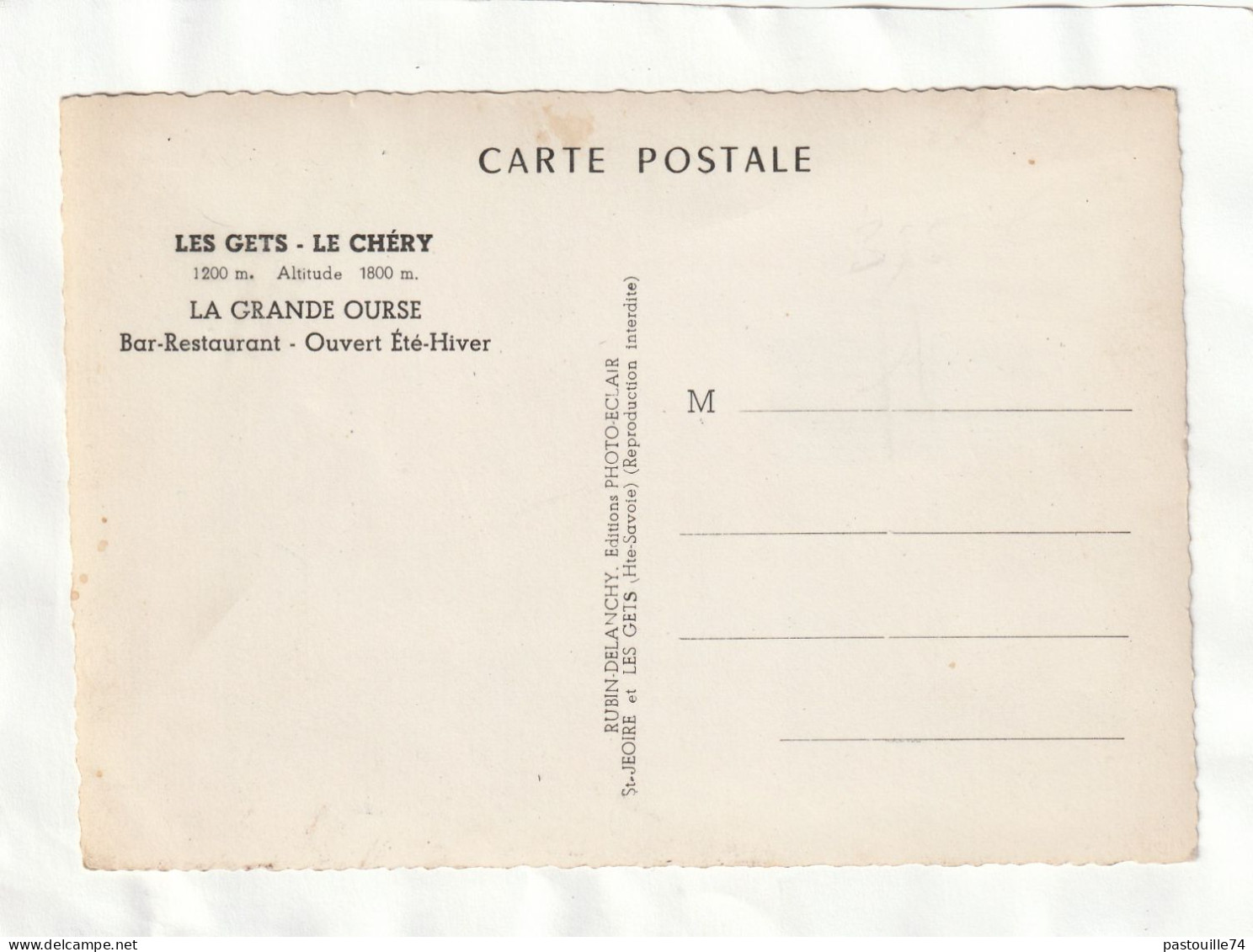 CPM. 15 X 10,5 -  LES  GETS  -  LE  CHERY  -  LA  GRANDE  OURSE - Bar-Restaurant -Ouvert  Eté-Hiver - Les Gets