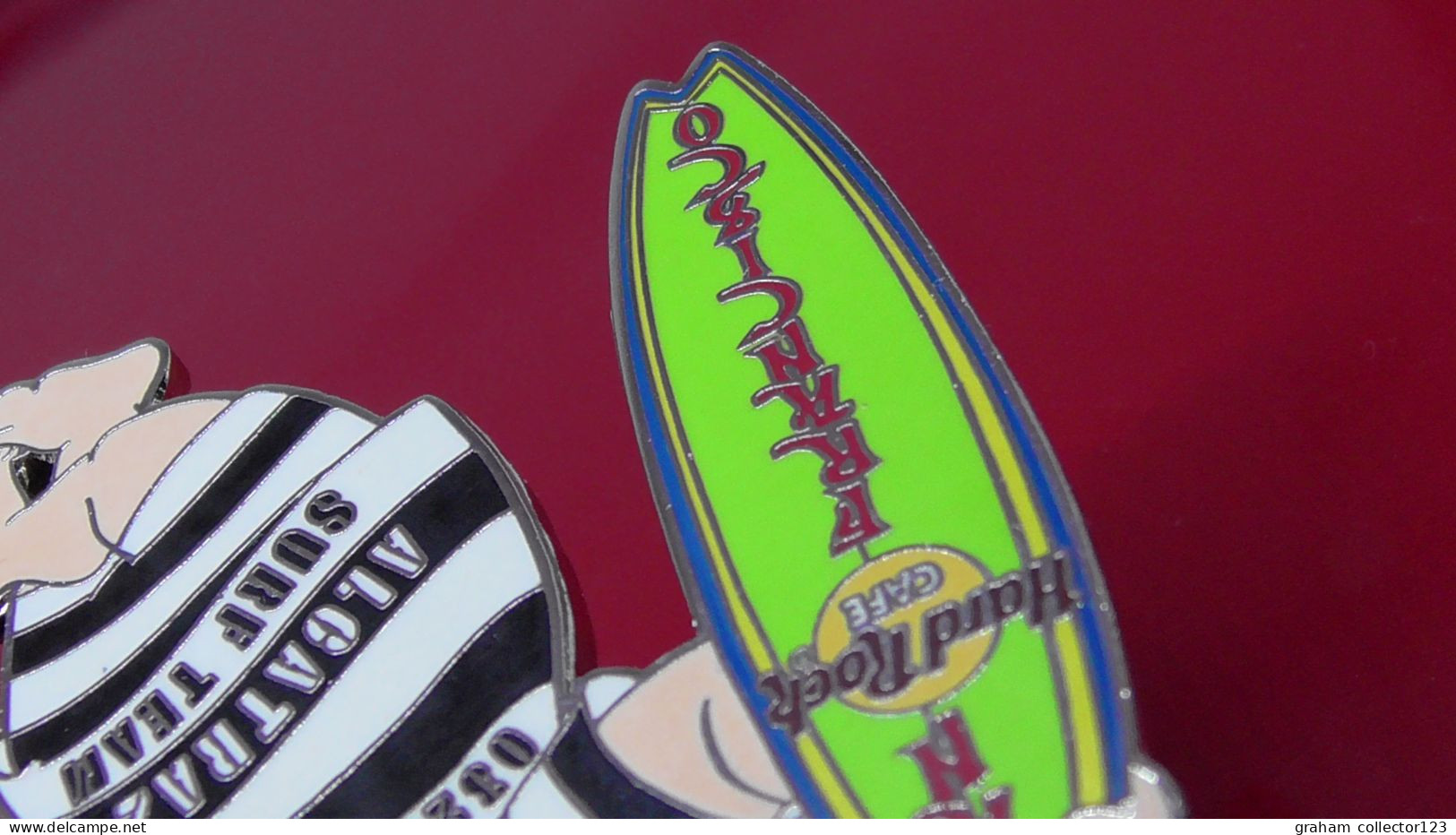 Hard Rock Cafe Enamel Pin Badge San Francisco USA Alcatraz Surf Team Prisoner Jail Theme Surfer Surfboard