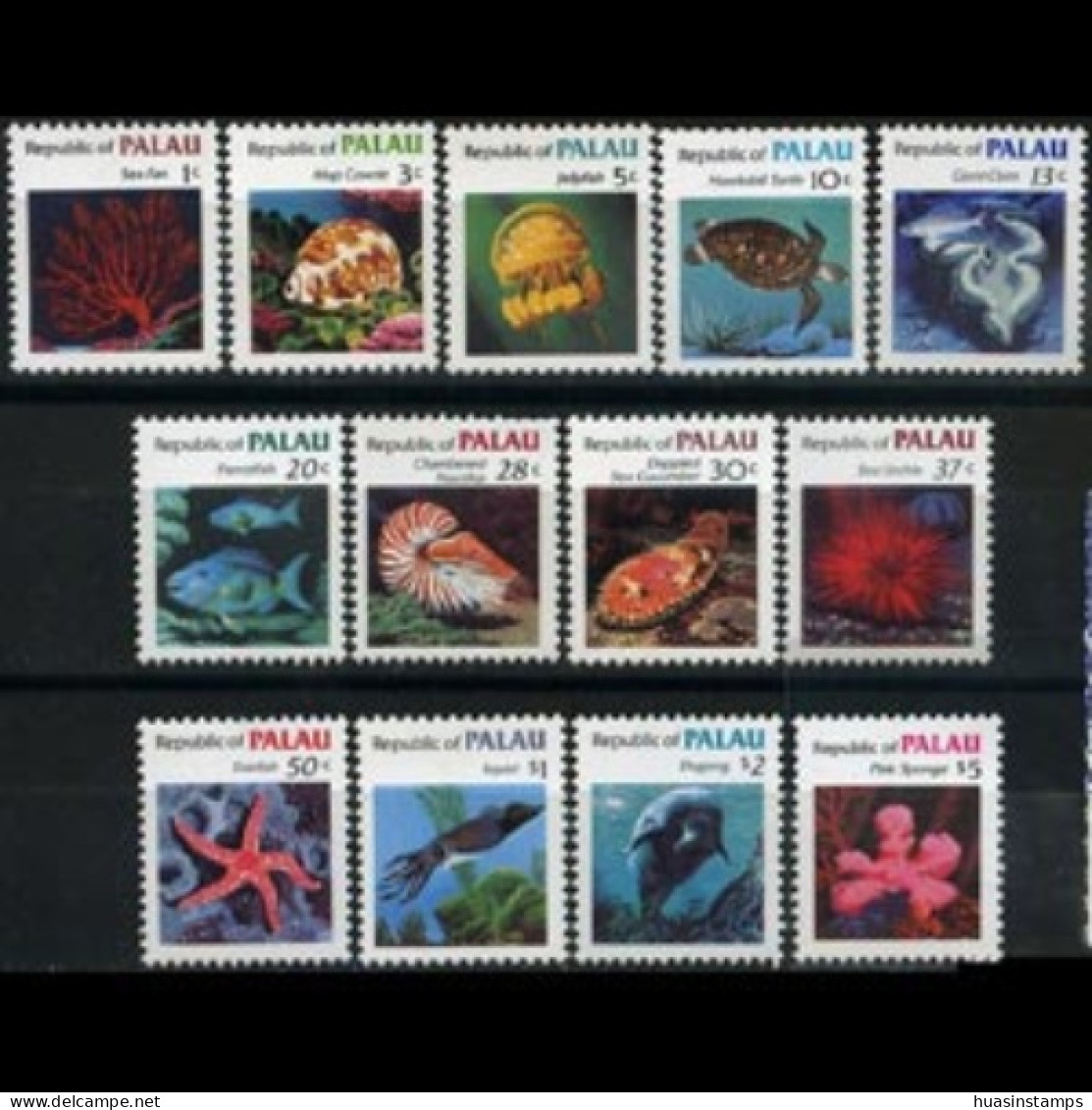 PALAU 1983 - Scott# 9-21 Marine Life Set Of 13 MNH One Thin - Palau