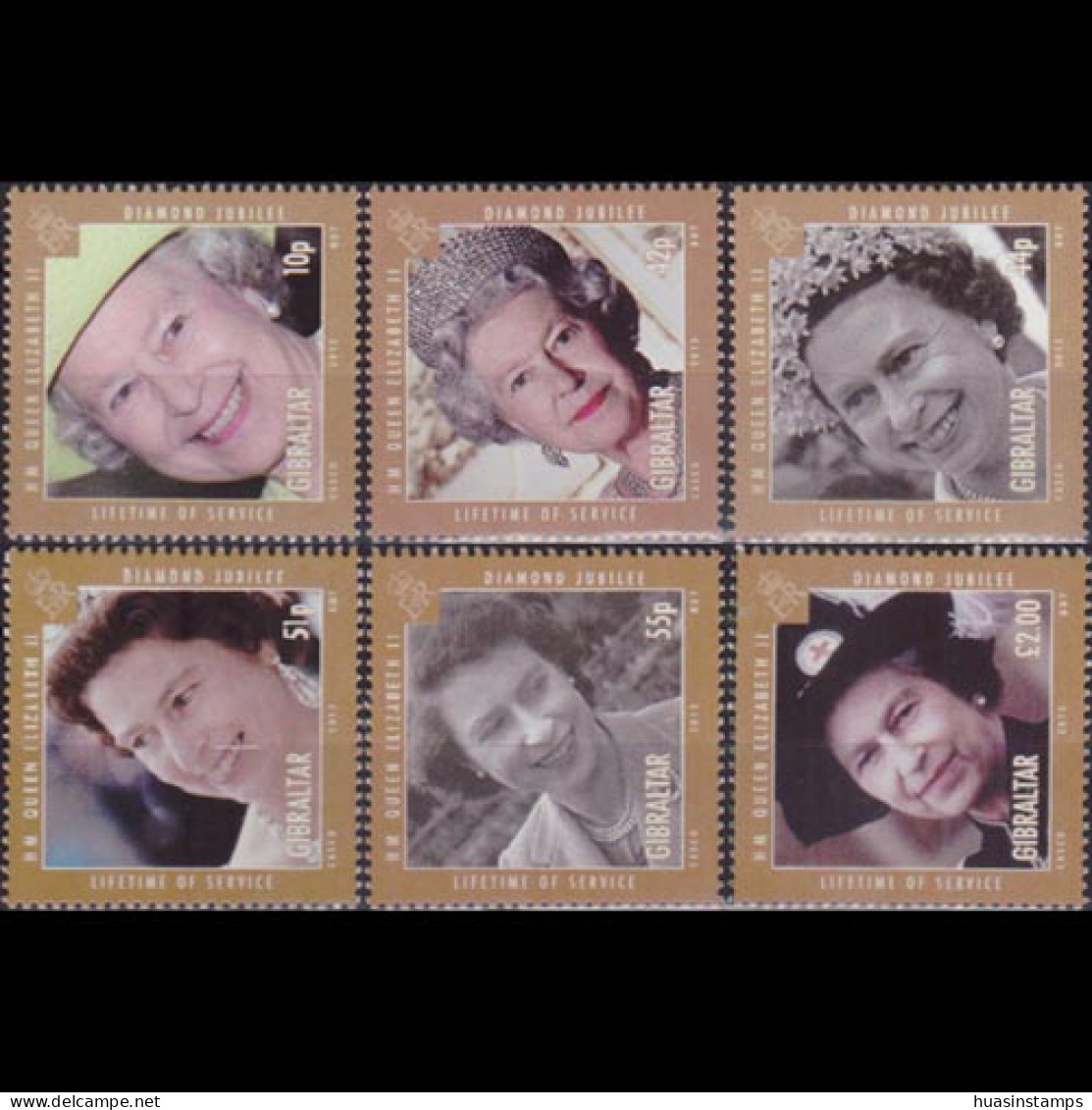 GIBRALTAR 2012 - #1319-24 QEII Reign 60th. Set Of 6 MNH - Gibilterra