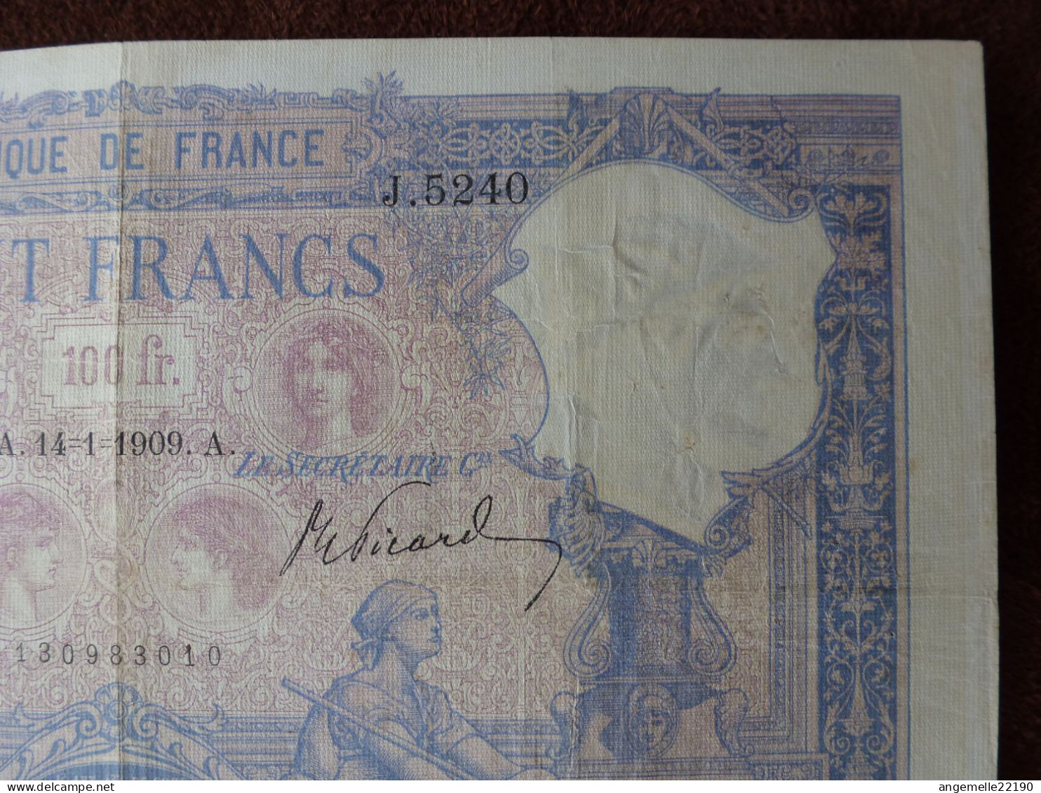 1 Billets De  100 FR  BLEU  DE 1909 / FAY 21/22  LETTRE A   TTB - ...-1889 Franchi Antichi Circolanti Durante Il XIX Sec.