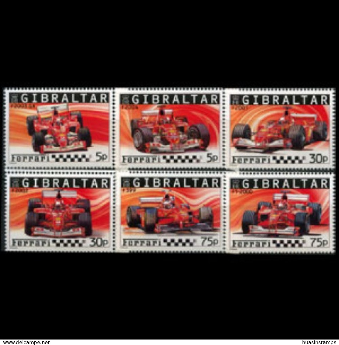 GIBRALTAR 2004 - #993-8 Ferrari Race Cars Set Of 6 MNH - Gibilterra