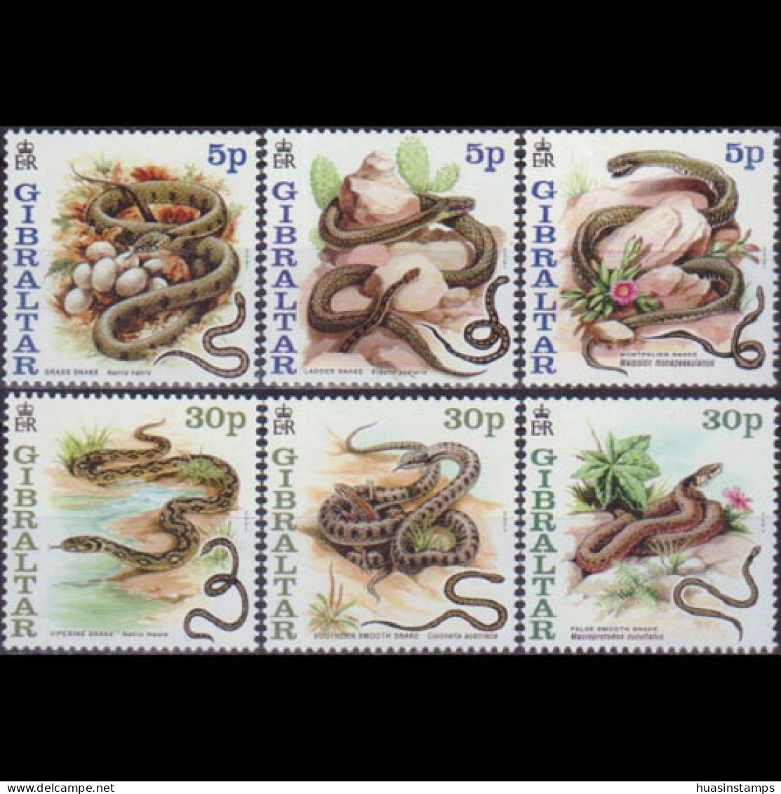 GIBRALTAR 2001 - Scott# 864-9 Snakes 5-30p MNH - Gibraltar