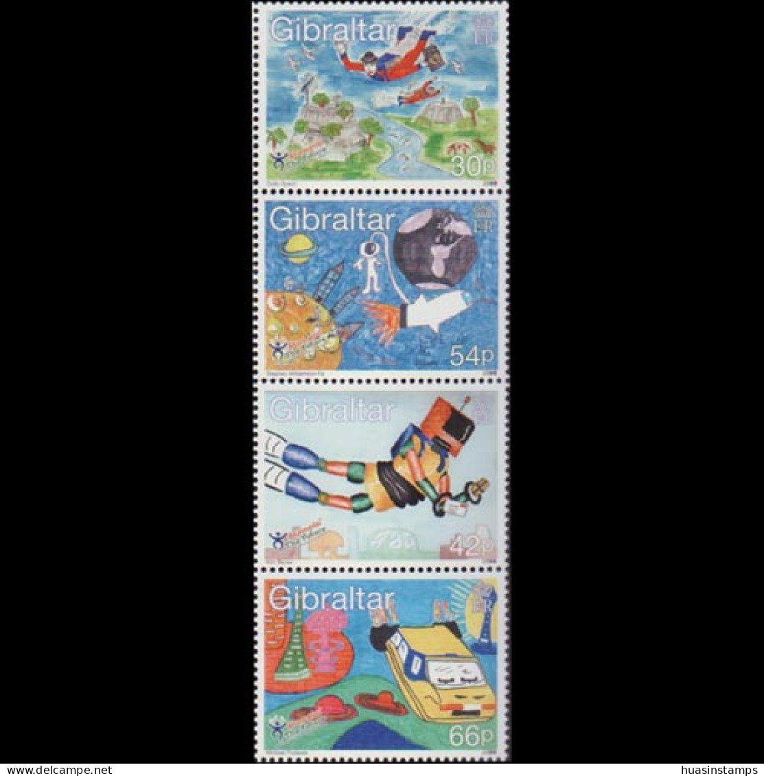 GIBRALTAR 2000 - Scott# 831a Children Artworks Set Of 4 MNH - Gibraltar