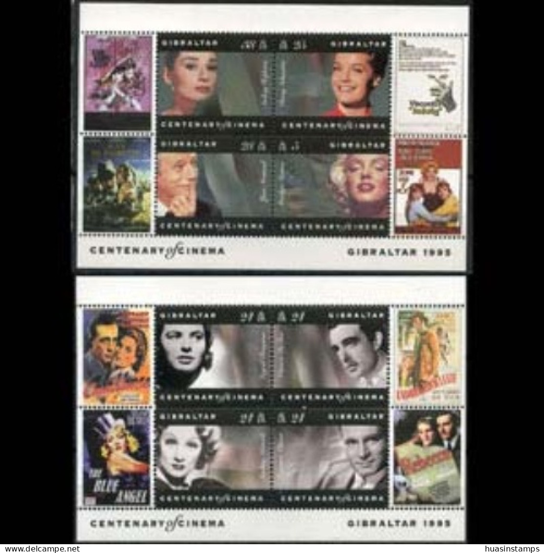 GIBRALTAR 1995 - Scott# 696-7 S/S Cinema Cent. MNH - Gibraltar
