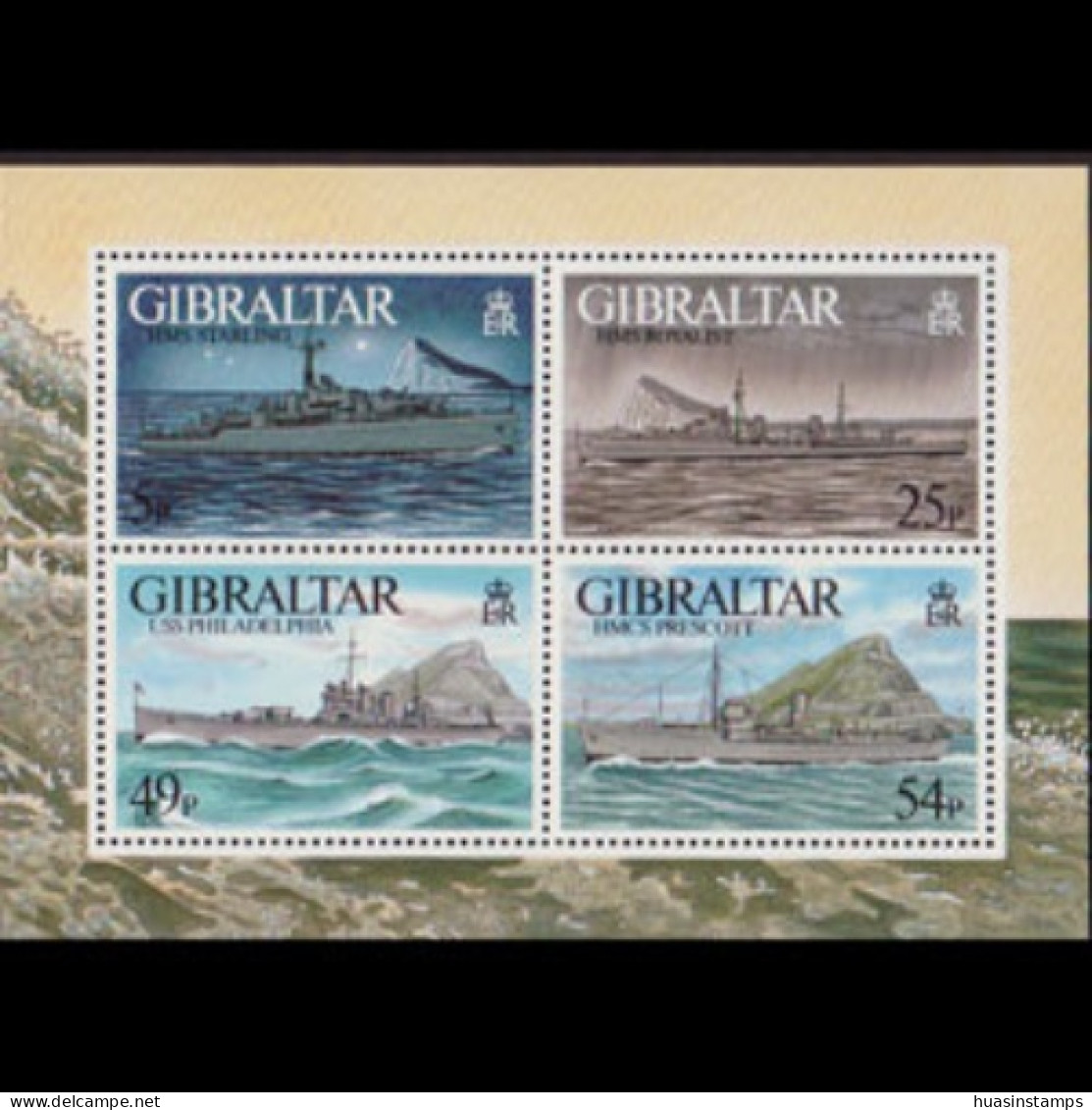 GIBRALTAR 1996 - Scott# 714 S/S WWII Warships MNH Creases - Gibraltar