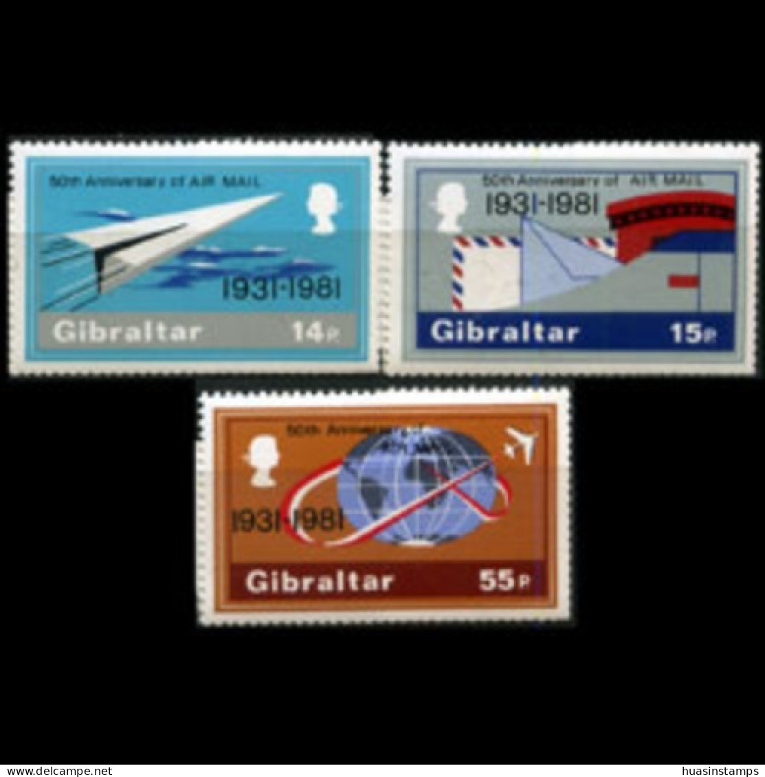 GIBRALTAR 1981 - Scott# 410-2 Airmail 50th. Set Of 3 MNH - Gibraltar