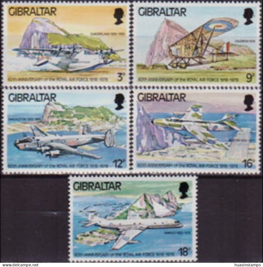 GIBRALTAR 1978 - Scott# 369-73 RAF 60th. Set Of 5 MNH - Gibraltar