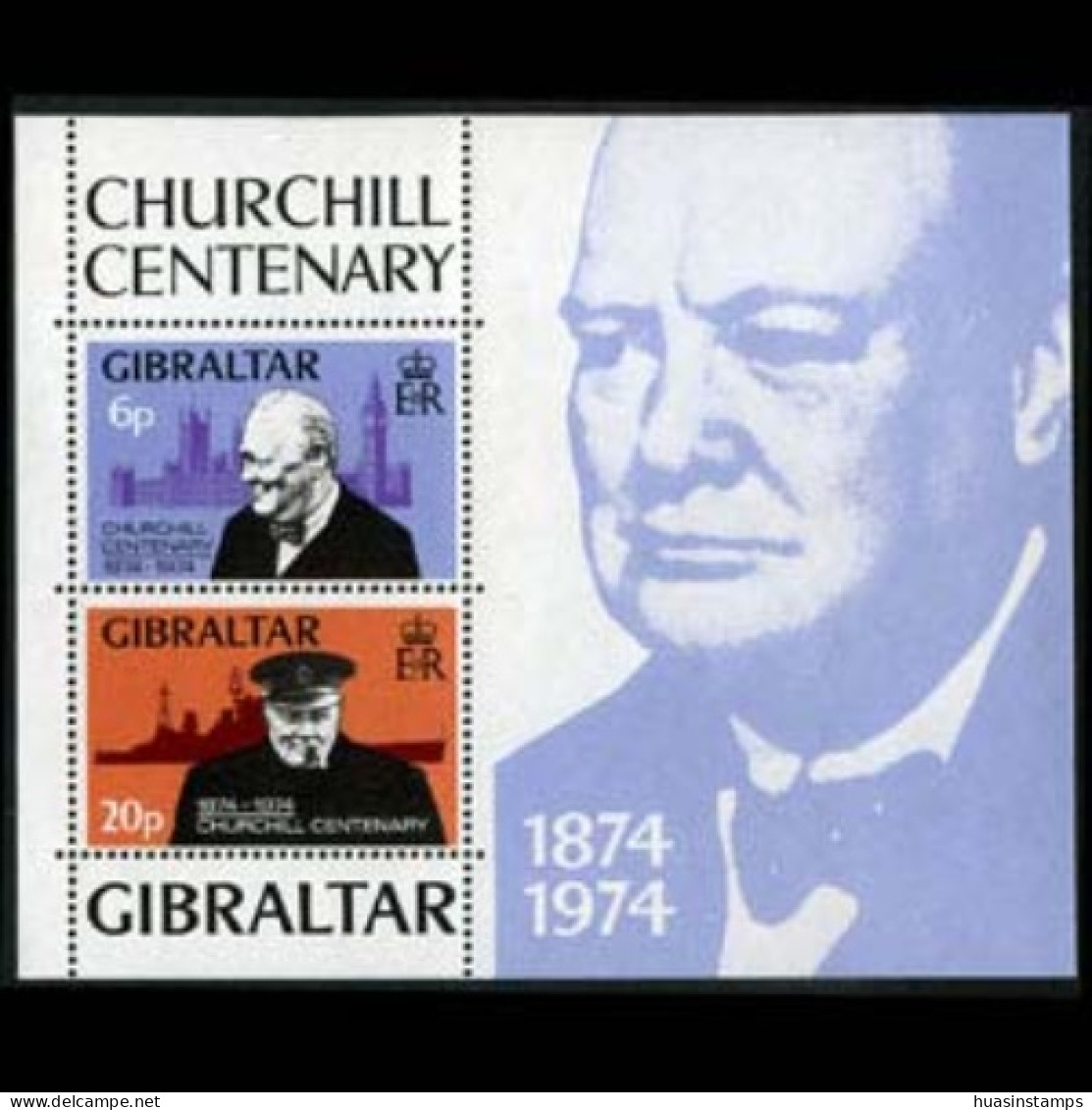 GIBRALTAR 1974 - Scott# 317a S/S Churchill MNH Back Toned - Gibraltar