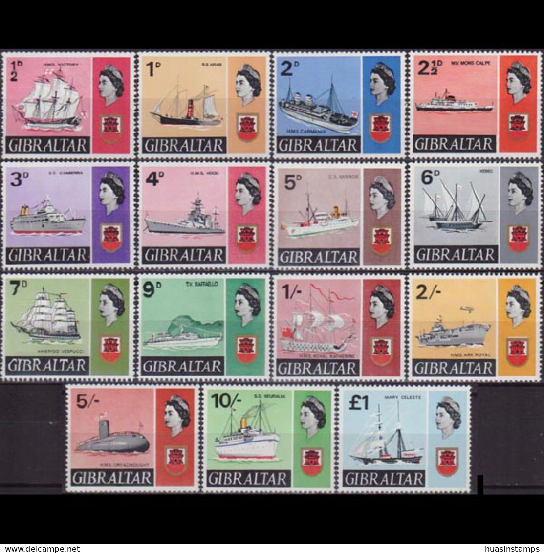 GIBRALTAR 1967 - Scott# 186-99 Local Ship Set Of 15 MNH - Gibraltar