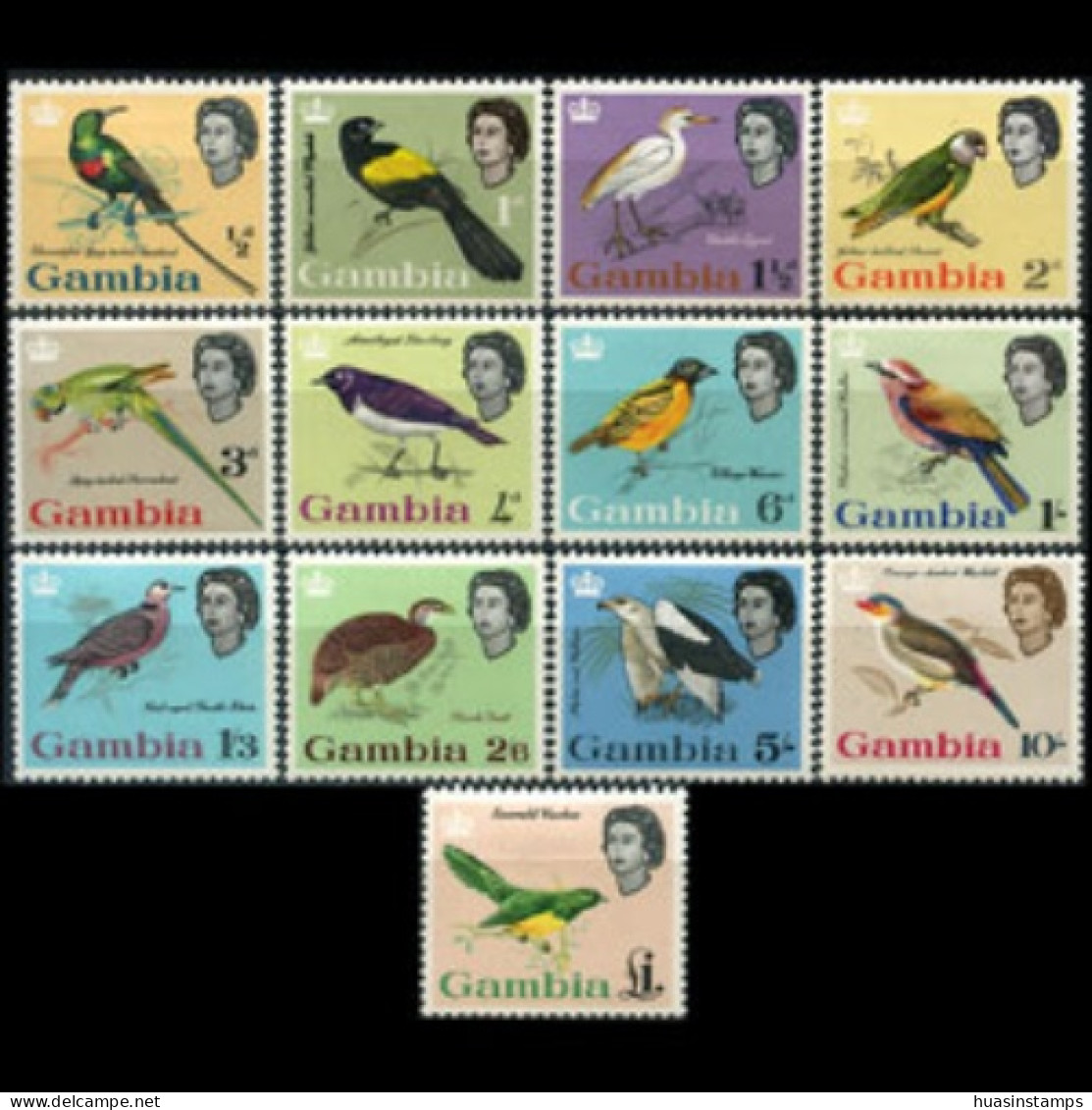 GAMBIA 1963 - Scott# 175-87 Birds Set Of 13 LH Short Perf. - Gambie (1965-...)