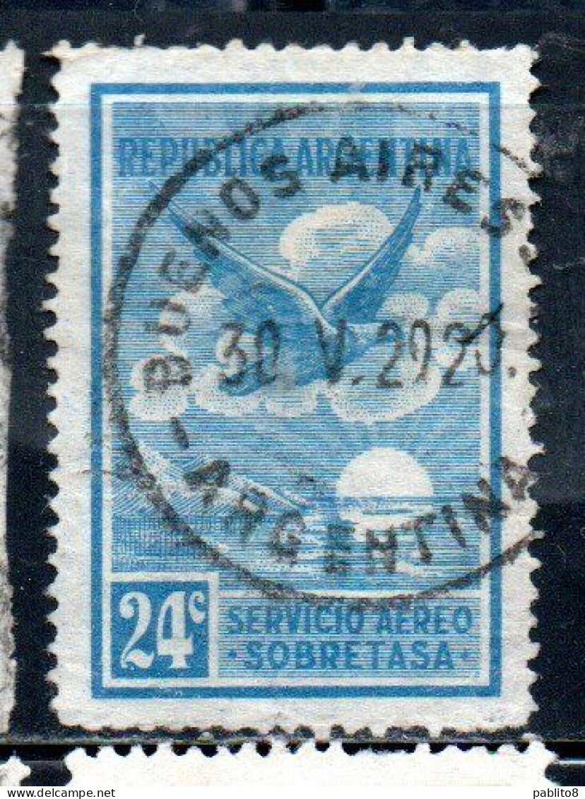 ARGENTINA 1928 AIR POST MAIL CORREO AEREO AIRMAIL EAGLE 24c USED USADO OBLITERE' - Posta Aerea