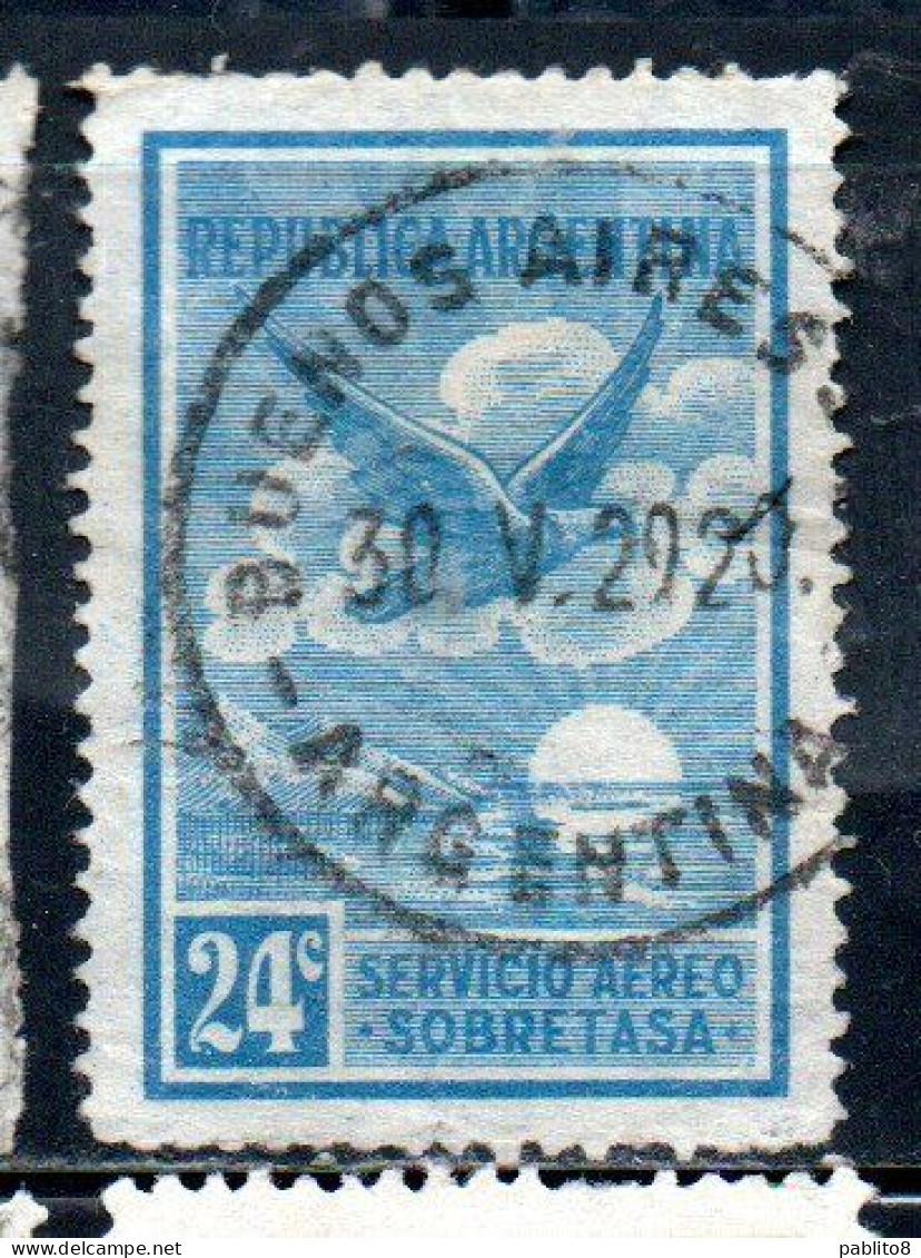 ARGENTINA 1928 AIR POST MAIL CORREO AEREO AIRMAIL EAGLE 24c USED USADO OBLITERE' - Luftpost