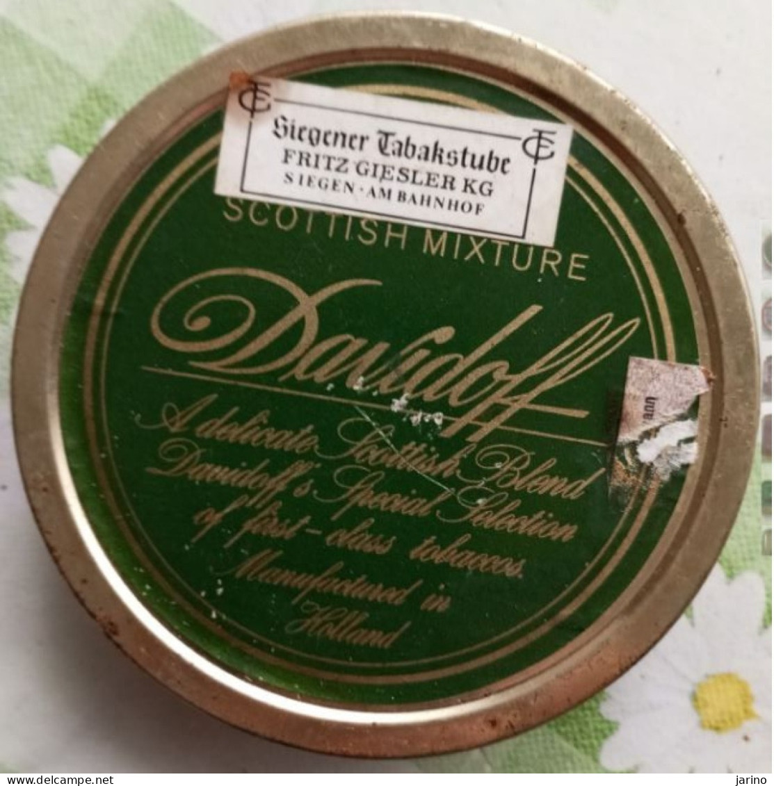 Ancient Empty Metal Tobacco Box Scottish Mixture Davidoff, Manufactured In Holland, Average 10,5 Cm - Boites à Tabac Vides