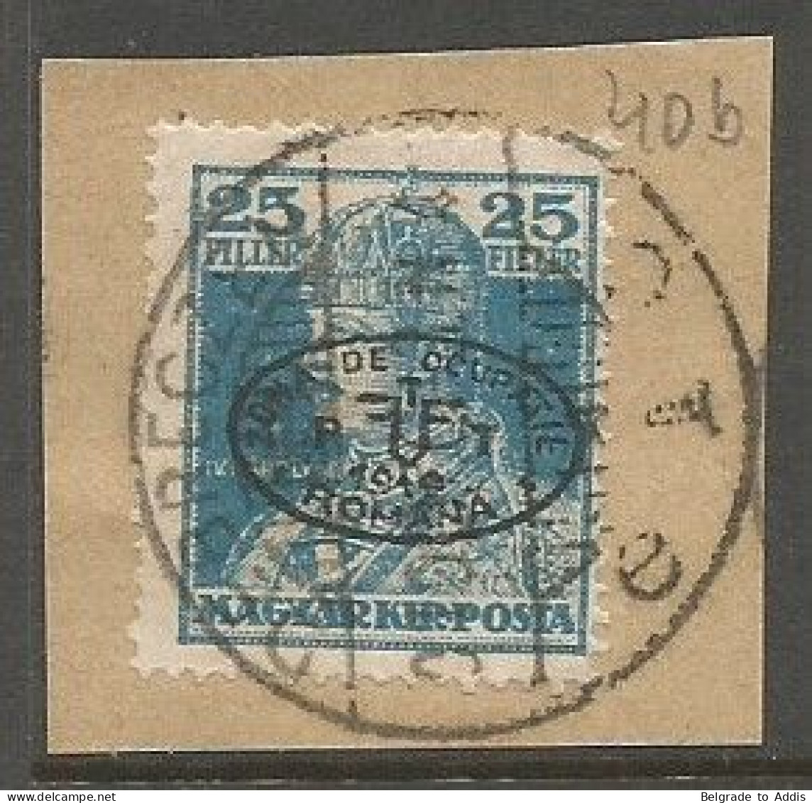 Hungary Romania Mi.40b Black Overprint Used On Piece 1919 Debreczen Debrecen Romanian Occupation - Debrecen