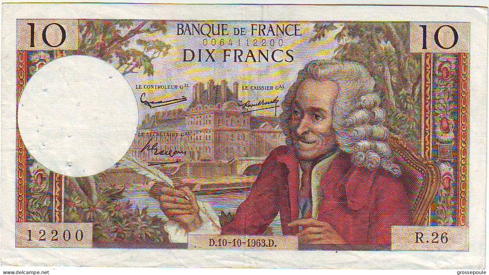 10 FRANCS VOLTAIRE Du 10 OCTOBRE 1963 - R.26 - 12200 -  SUP - 10 F 1963-1973 ''Voltaire''