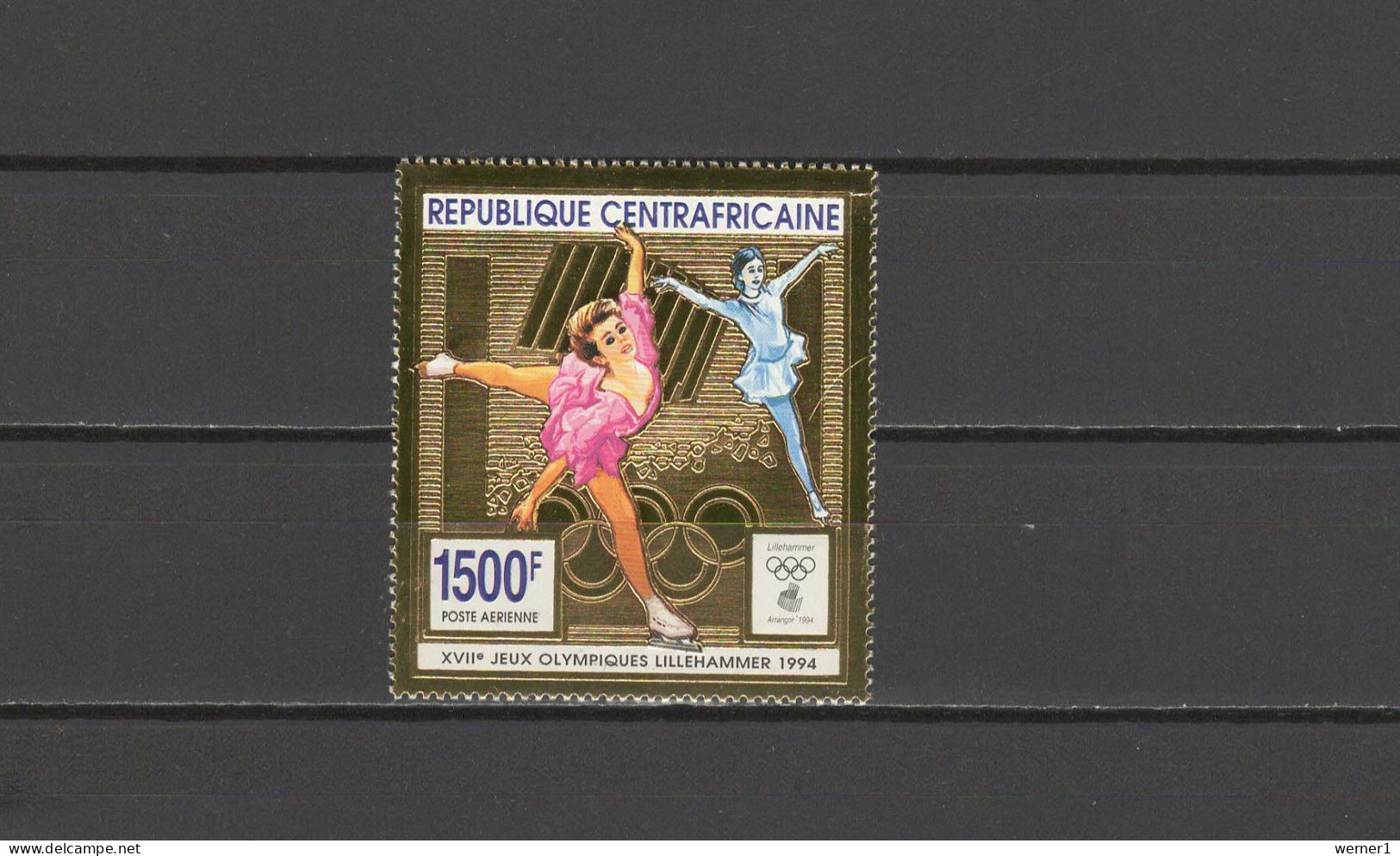 Central Africa 1994 Olympic Games Lillehammer Gold Stamp MNH - Invierno 1994: Lillehammer