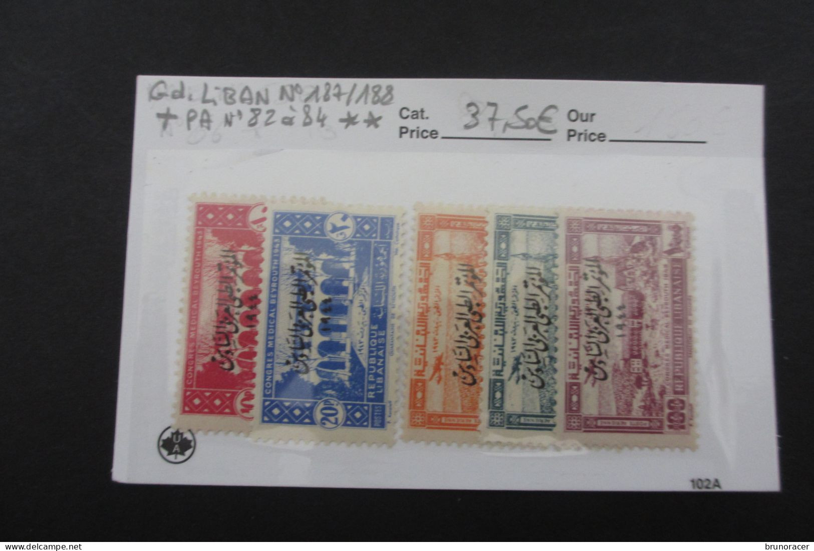 Gd. LIBAN LOT POSTEN°187/188 + POSTE AERIENNE N°82 à 84  NEUF** TB COTE 37,50 EUROS VOIR SCANS - Unused Stamps