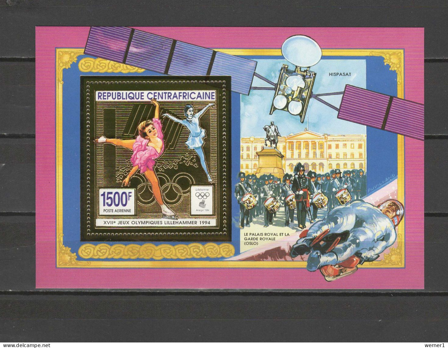 Central Africa 1994 Olympic Games Lillehammer, Space Gold S/s MNH - Invierno 1994: Lillehammer