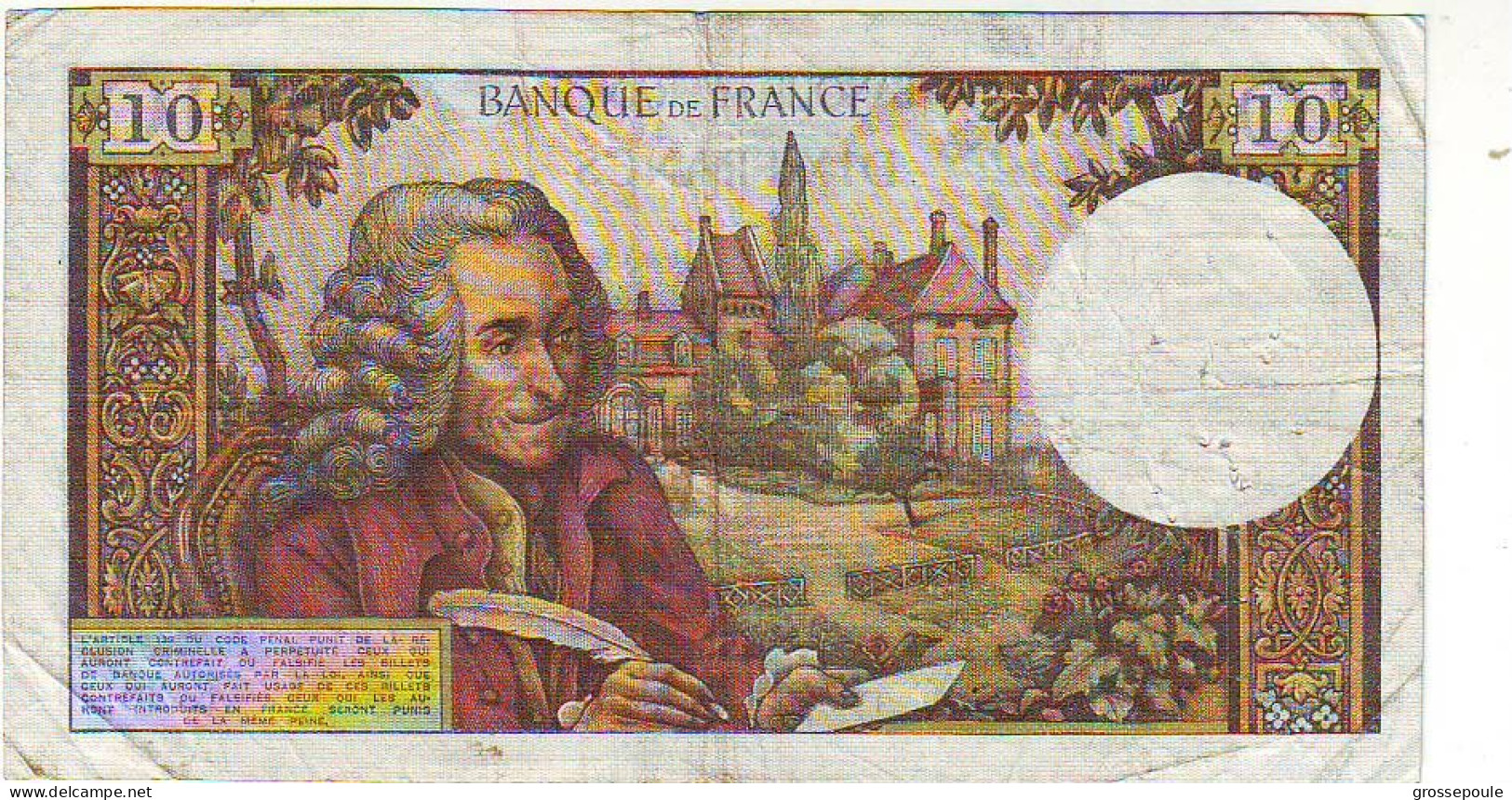 Billet 10 Francs VOLTAIRE - Du 7 Novembre 1963 -  état 6/10 - 10 F 1963-1973 ''Voltaire''