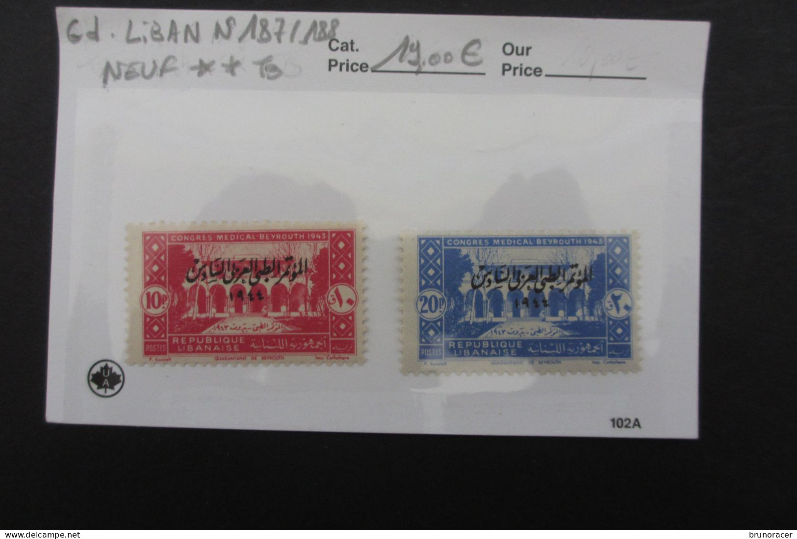 Gd. LIBAN LOT POSTE N°187/188  NEUF** TB COTE 19 EUROS VOIR SCANS - Unused Stamps