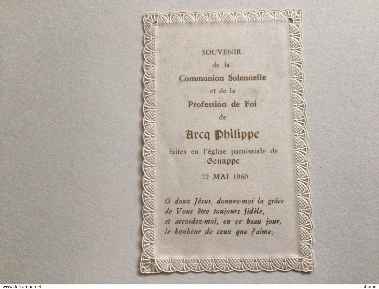 Ancien Souvenir De Communion (1960) Genappe ARCQ Philippe - Communion