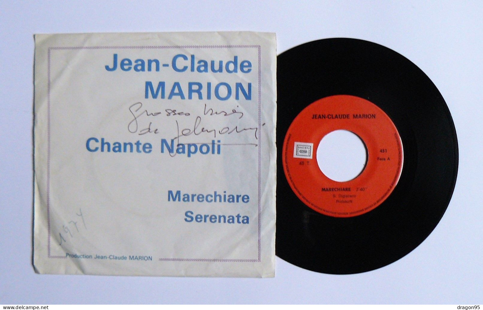 SP Dédicacé Jean-Claude MARION Chante Napoli : Marechiare - Auto-production - Autres - Musique Française