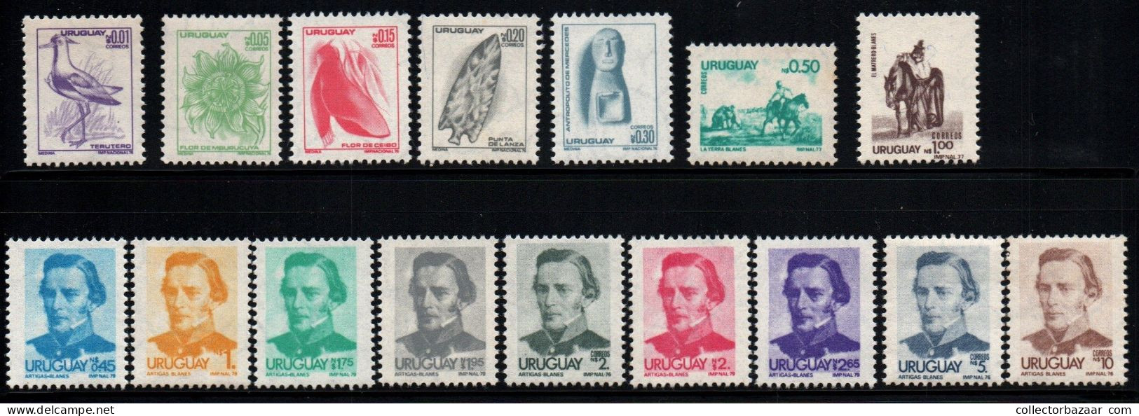 1976 Uruguay Jose Gervasio Artigas And Uruguayan Culture #948 - 963 ** MNH ART PAINTING STONE TOOL ARCHAEOLOGY FLOWERS - Uruguay