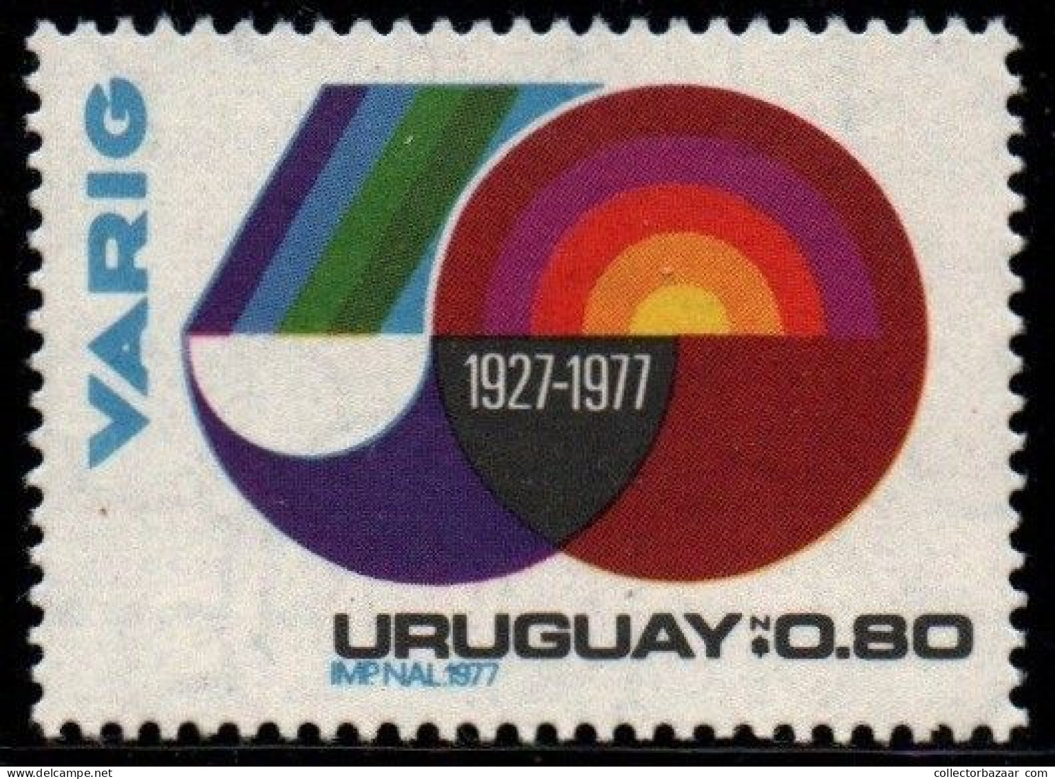 1977 Uruguay Symbolic Of Flight 50th Anniv Of Varig Airlines #976 ** MNH - Uruguay