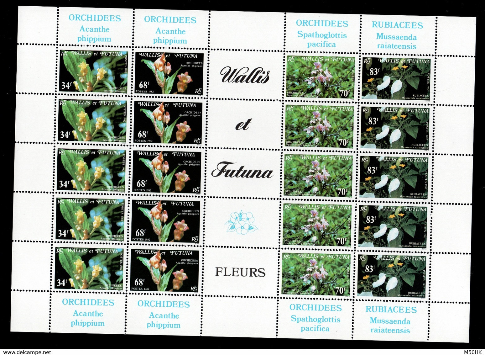 PROMOTION - Wallis Et Futuna - Feuillet Complet De 5 Series YV 286 à 289 N** Gomme Tropicale Mate , Cote 62 Euros - Neufs