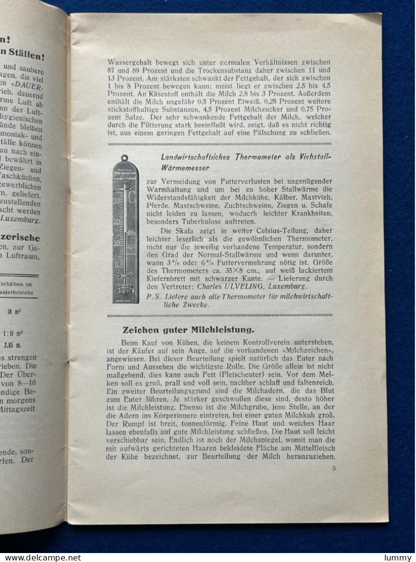 Luxembourg - Ulveling's Praktischer Ratgeber Für Die Luxemburger Milchwirtschaft - Heft 1 1933 - 52 S. 24,5x15 Cm Lait - Other & Unclassified