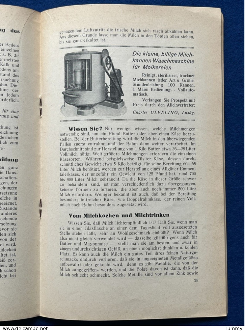 Luxembourg - Ulveling's Praktischer Ratgeber Für Die Luxemburger Milchwirtschaft - Heft 1 1933 - 52 S. 24,5x15 Cm Lait - Andere & Zonder Classificatie