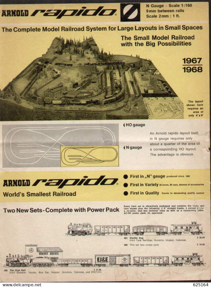 Catalogue ARNOLD RAPIDO 1967/68 World's Smallest Railroad N Gauge 1:160  US $ - Inglés