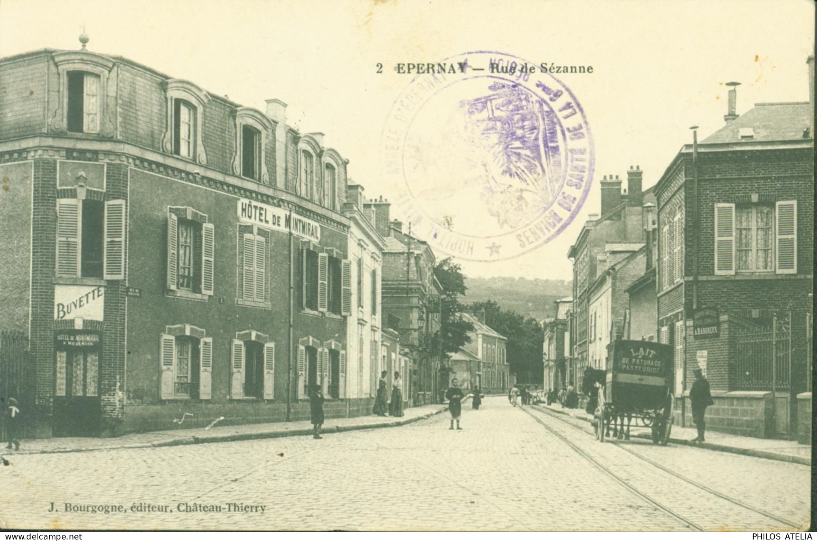 Guerre 14 CPA Epernay Rue De Sézanne Cachet Hôpital Mixte Annexe D'Epernay Service De Santé 6e Région FM CAD 1915 - Guerre De 1914-18