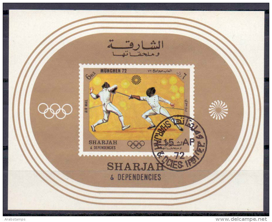 1972 SHARJAH Olympic Munich Sports City 72   Souvenir Sheets Used - Schardscha