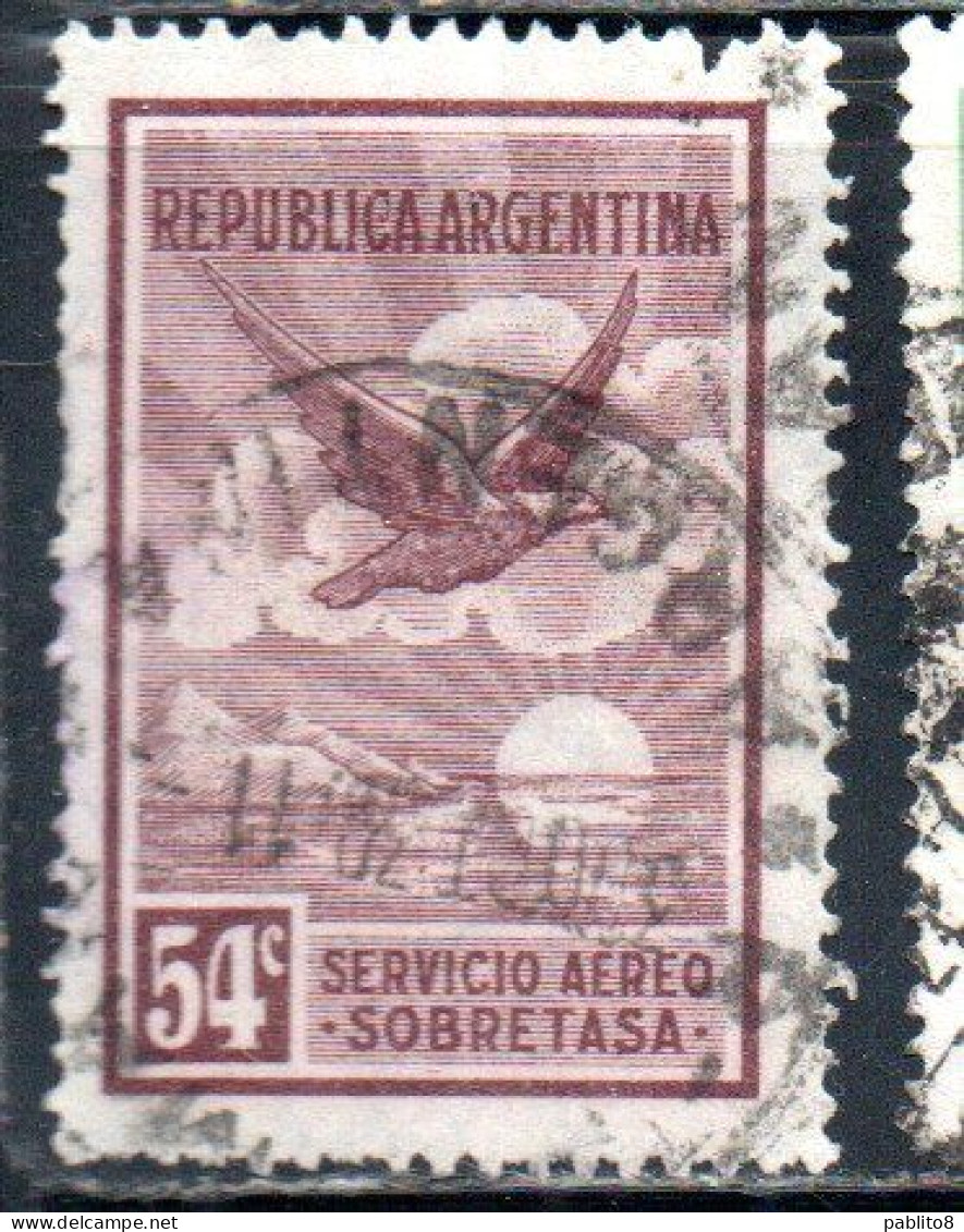 ARGENTINA 1928 AIR POST MAIL CORREO AEREO AIRMAIL EAGLE 54c USED USADO OBLITERE' - Luftpost