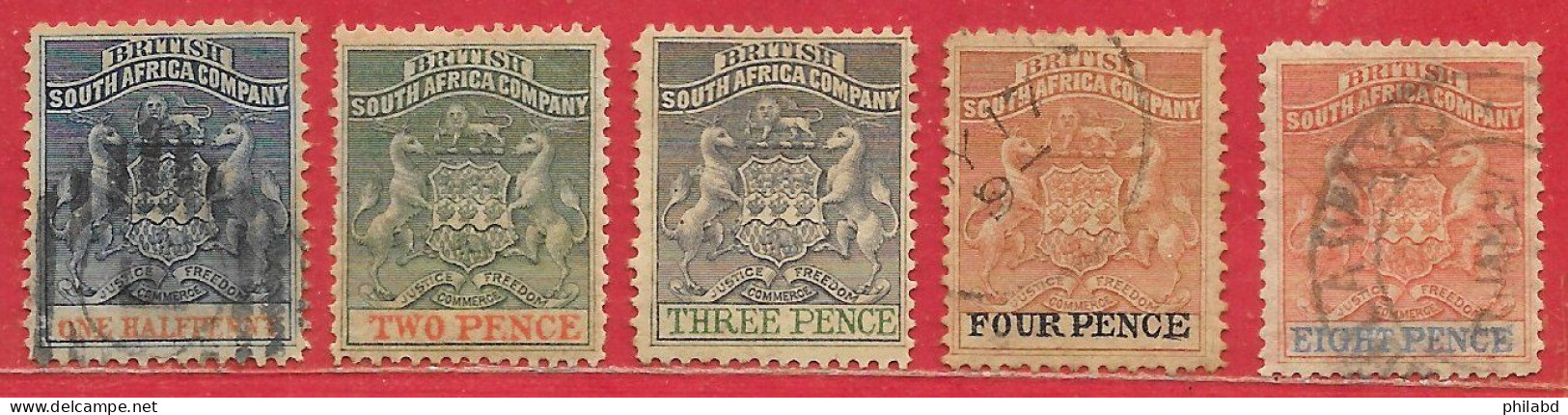 Afrique Du Sud (compagnie Britannique De L') (Rhodésie) N°16 à/to 20 1891-95 O & (*) - Sonstige & Ohne Zuordnung