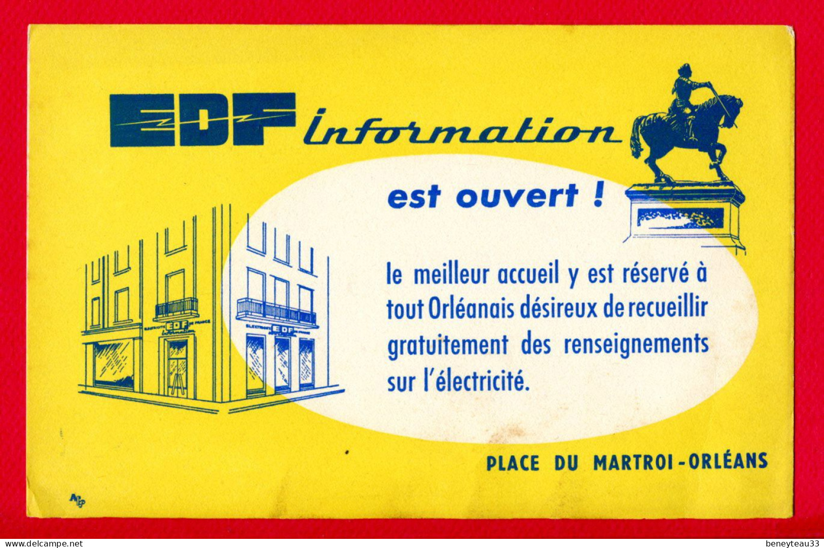 BUVARDS (Réf : BUV 051) EDF ORLÉANS INFORMATION Est Ouvert ! Place Du MARTROI ORLÉANS - Elektriciteit En Gas