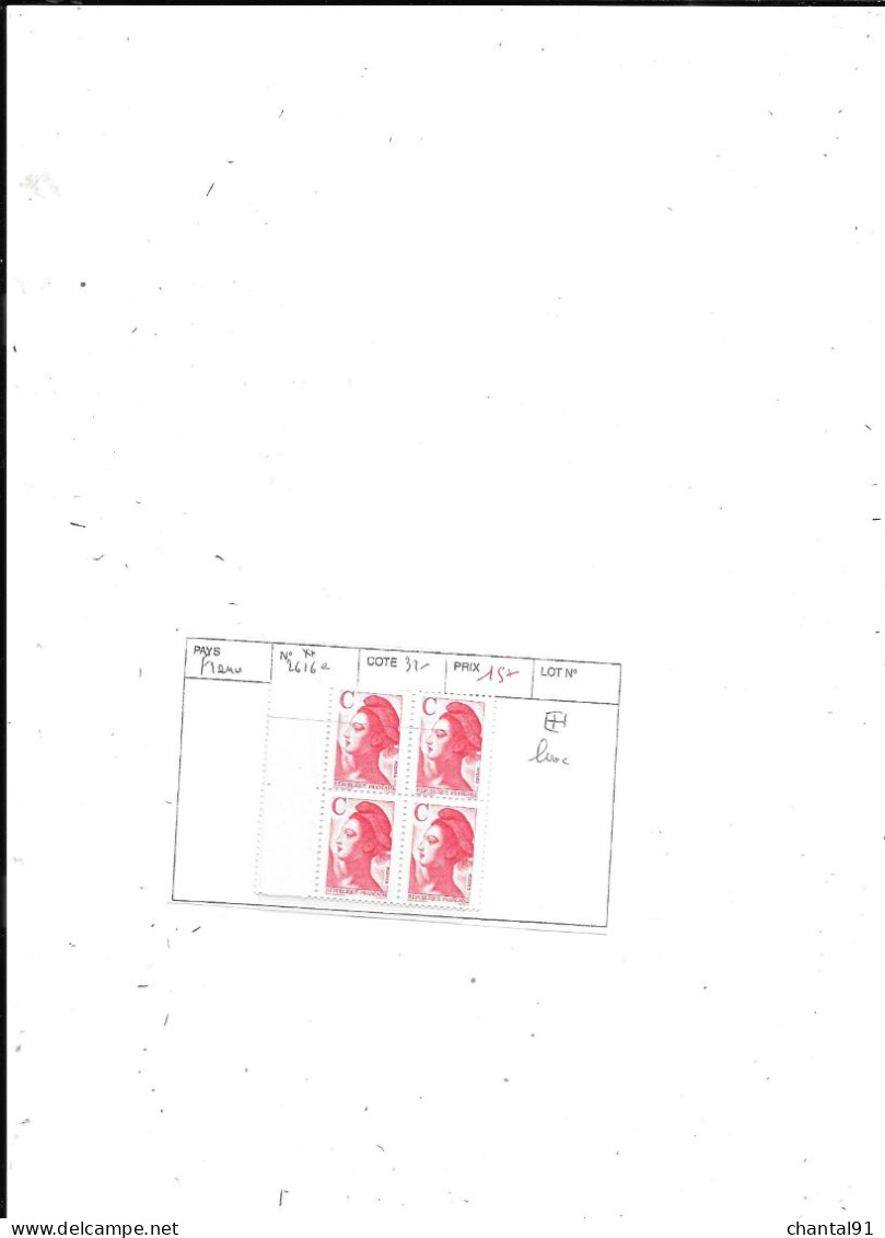 FRANCE N° 2616e BLOC DE 4 - 1982-1990 Vrijheid Van Gandon