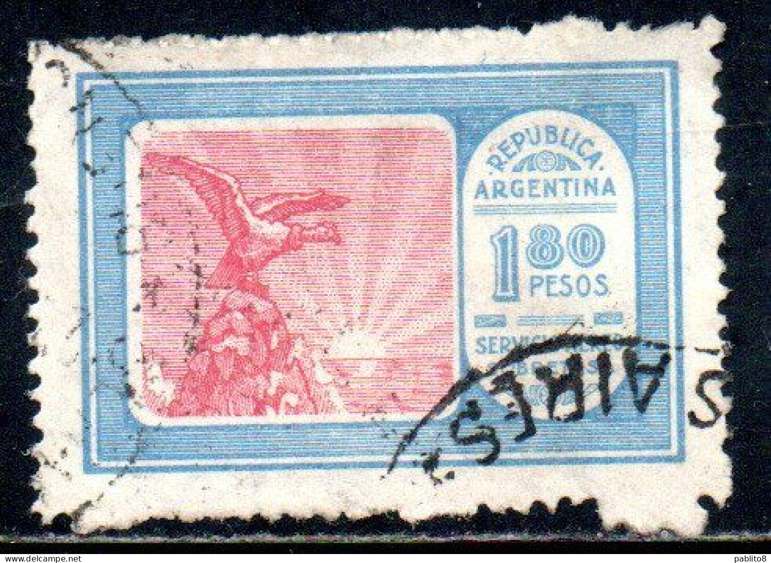 ARGENTINA 1928 AIR POST MAIL CORREO AEREO AIRMAIL CONDOR ON MOUNTAIN CRAG 1.80p USED USADO OBLITERE' - Luftpost