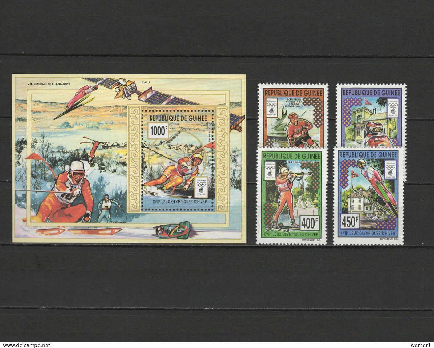 Guinea 1993 Olympic Games Lillehammer, Space Set Of 4 + S/s MNH - Hiver 1994: Lillehammer