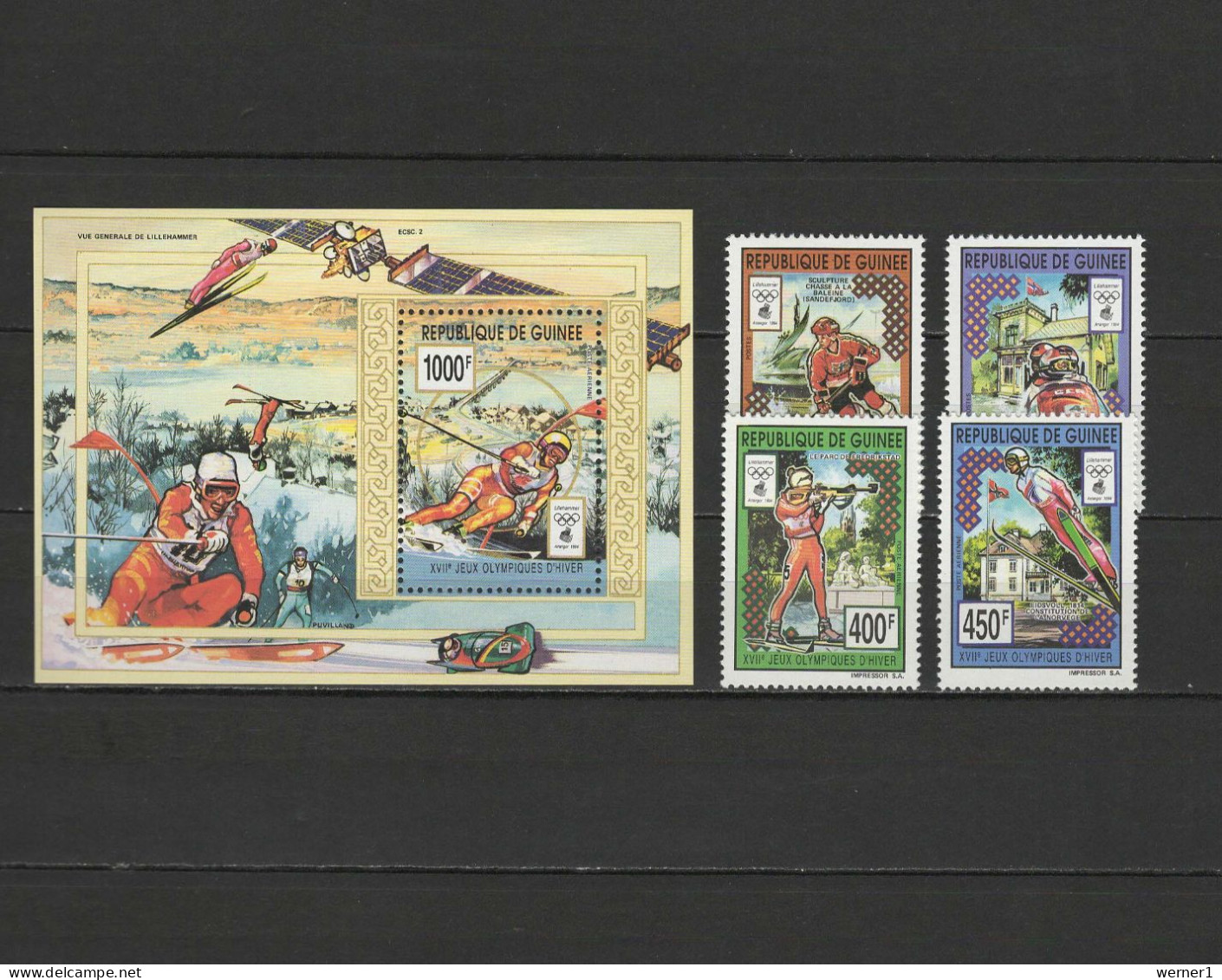 Guinea 1993 Olympic Games Lillehammer, Space Set Of 4 + S/s MNH - Invierno 1994: Lillehammer