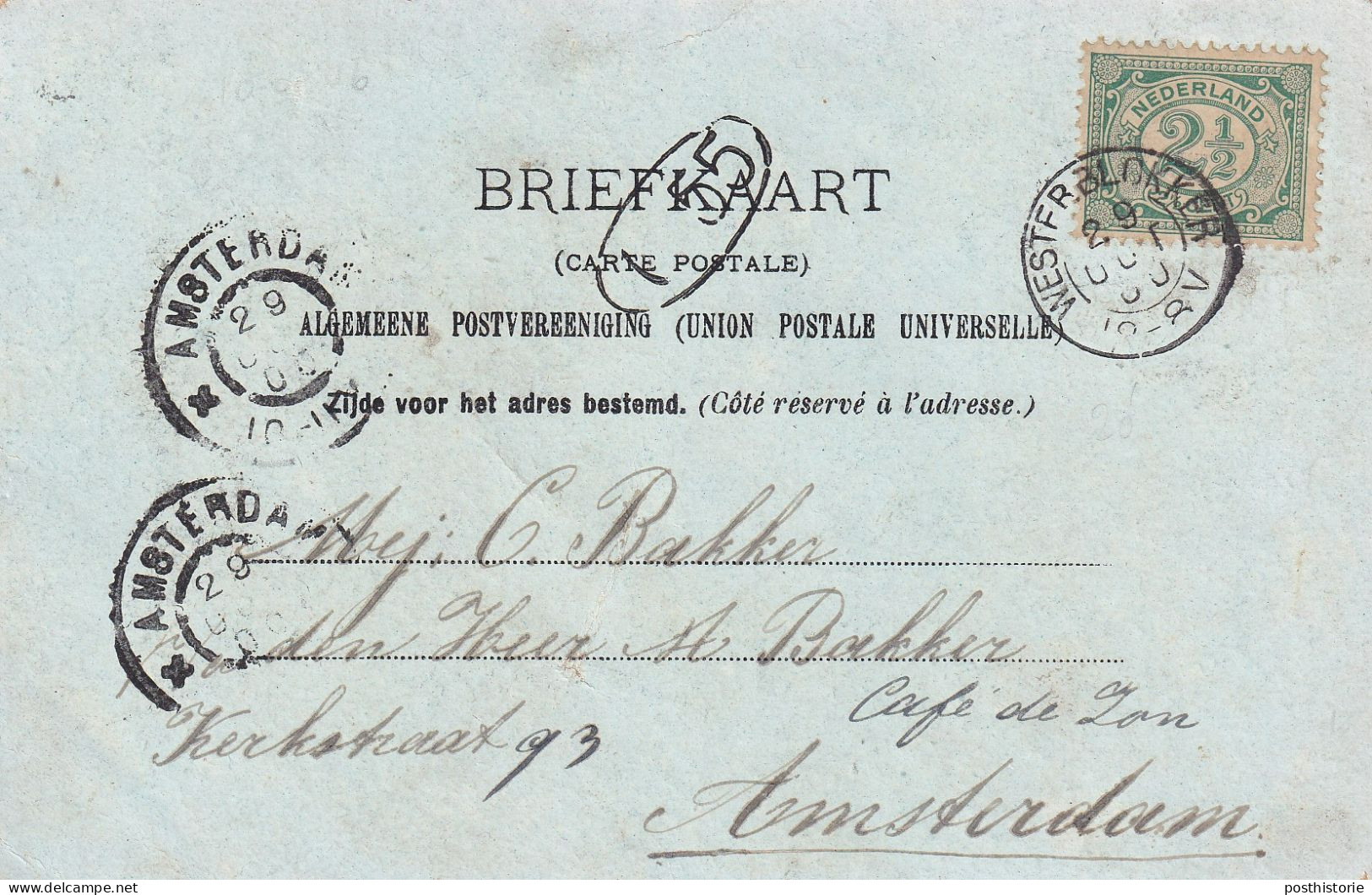 Ansicht Enkhuizer Stoomboot  29 Okt 1900 Westerblokker (hulpkantoor Kleinrond) Naart Amsterdam - Postal History