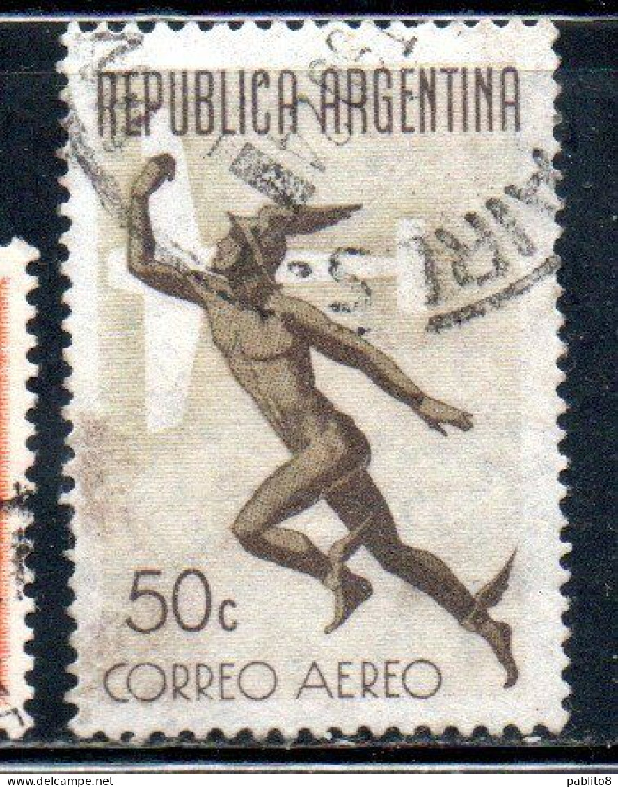 ARGENTINA 1942 AIR POST MAIL CORREO AEREO AIRMAIL MERCURY 50c USED USADO OBLITERE' - Luchtpost